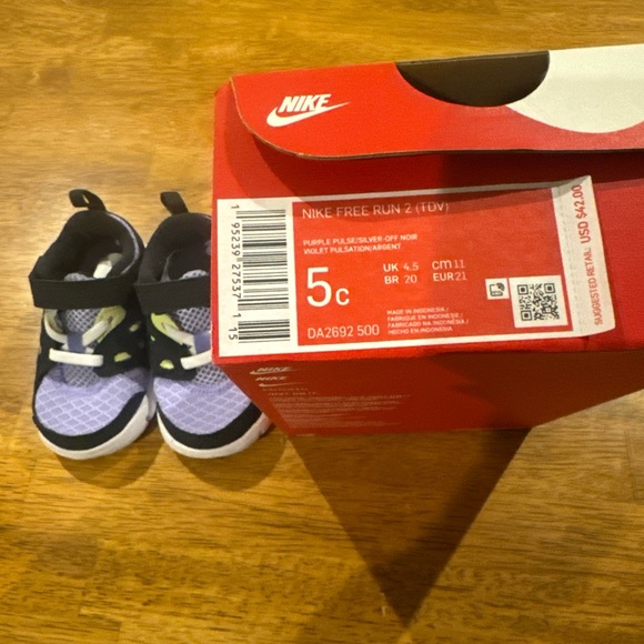 Nike Free Run 2 (TDV) Black Lavender Toddler Shoes DA2692 500 Size 5c New In Box - Picture 6 of 6
